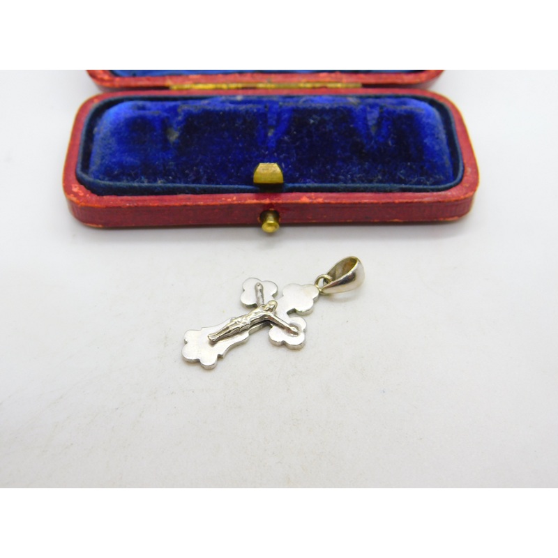 14ct White Gold Corpus Christi Jerusalem Cross Pendant Vintage c1980