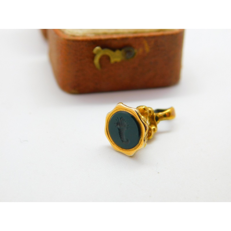 Victorian Rolled Gold Bloodstone Intaglio Cornucopia Fob Seal c1840 Antique